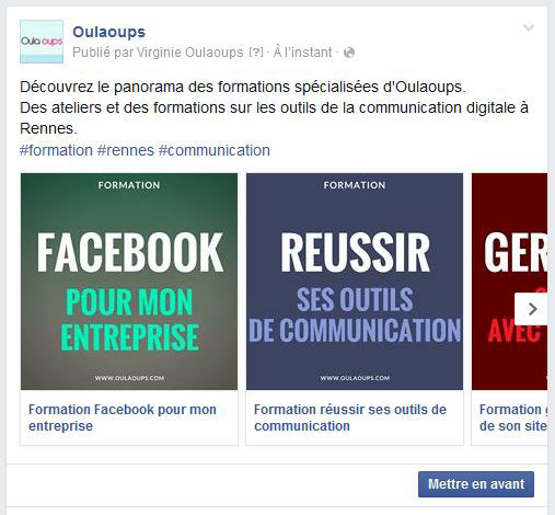 tutoriel comment mettre en place un carrousel facebook