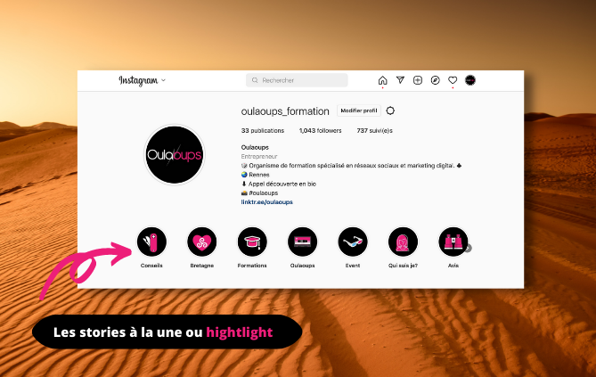 highlight instagram ou story à la une